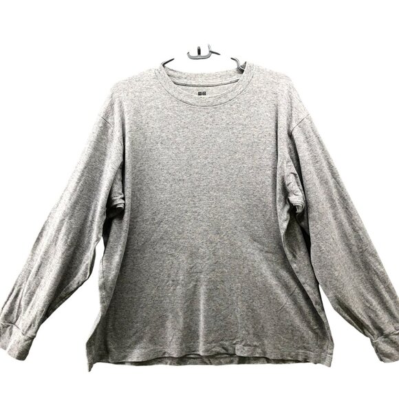 Uniqlo Soft Brushed Crewneck T Shirt Mens XL Gray Long Sleeve Cotton Unisex - Picture 1 of 9
